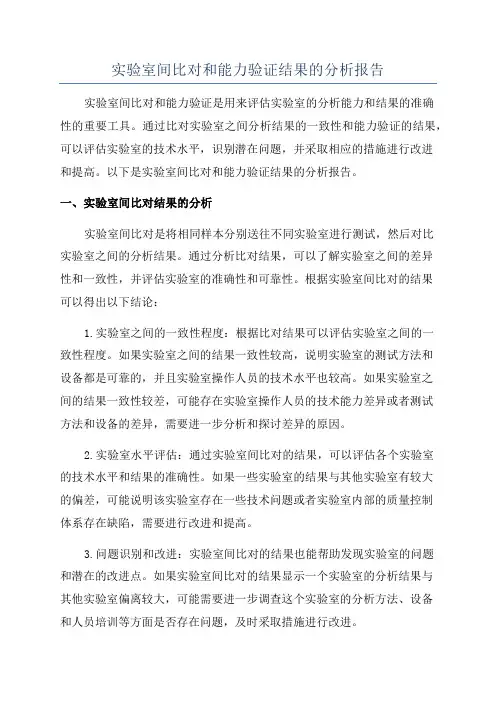 实验室间比对和能力验证结果的分析报告