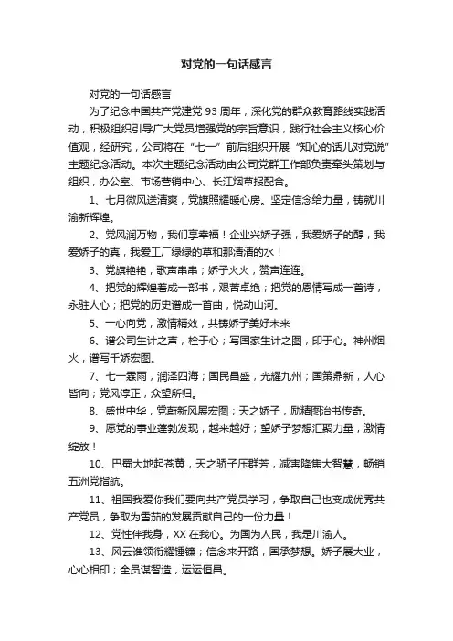 对党的一句话感言