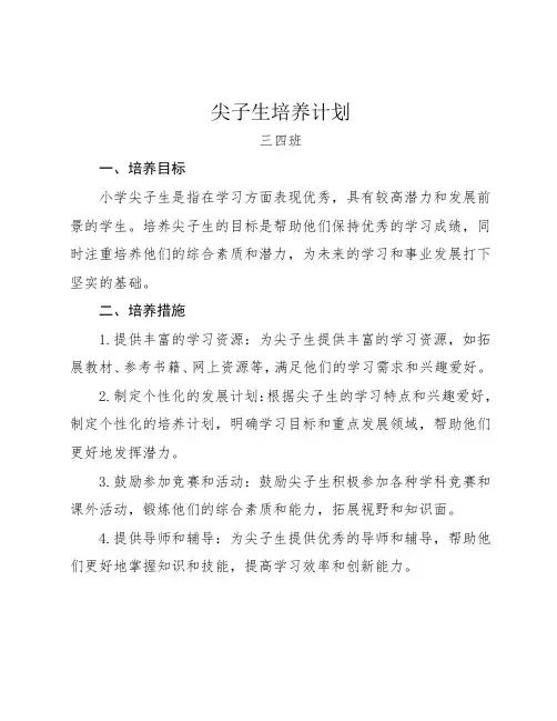 小学尖子生培养计划