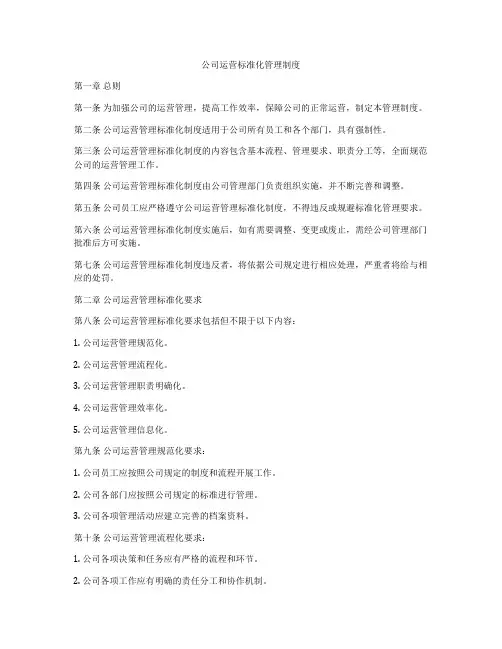 公司运营标准化管理制度