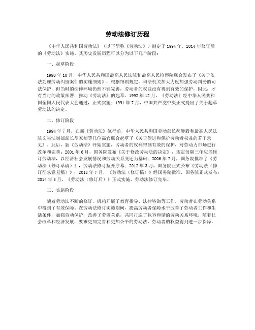 劳动法修订历程