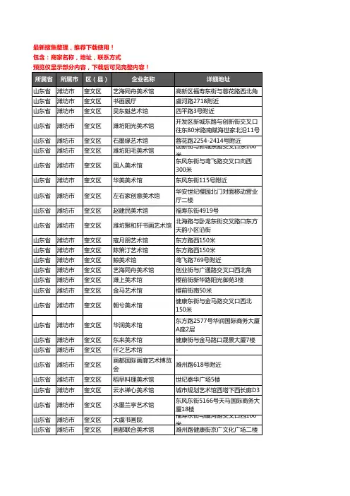 新版山东省潍坊市奎文区画廊企业公司商家户名录单联系方式地址大全44家