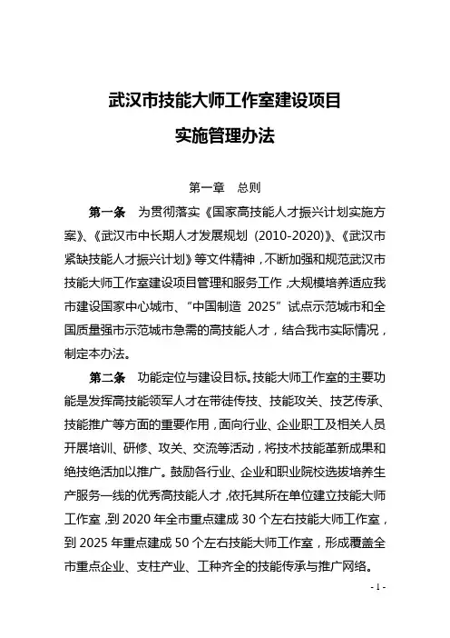 技能大师工作室项目计划书