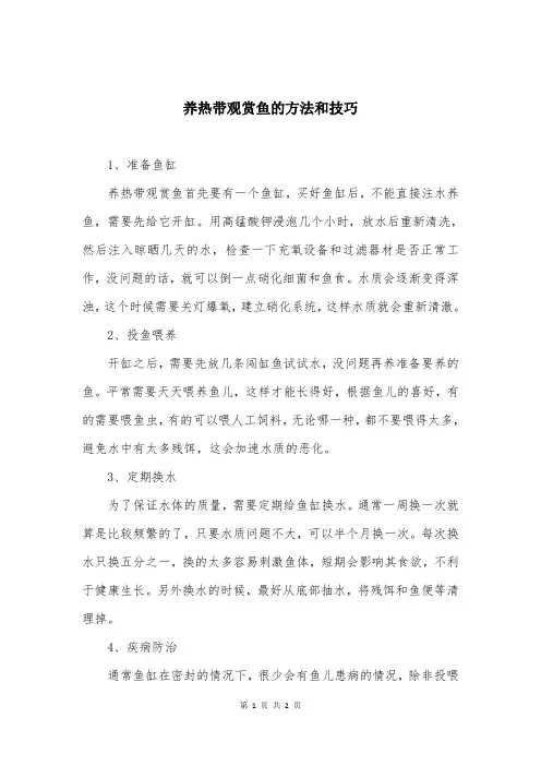 养热带观赏鱼的方法和技巧