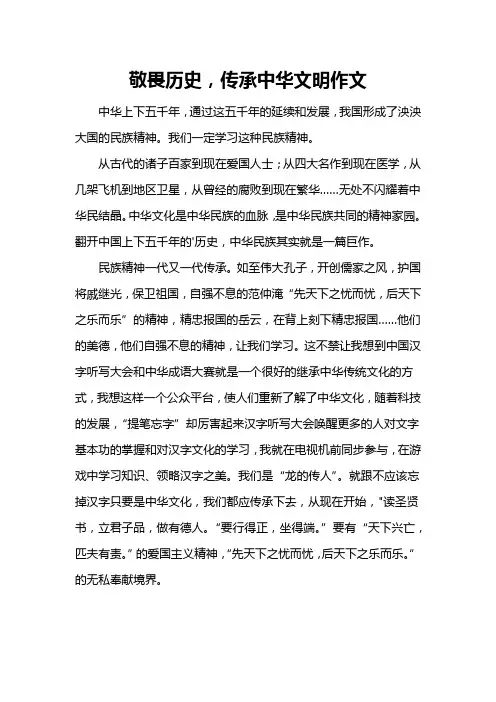敬畏历史,传承中华文明作文