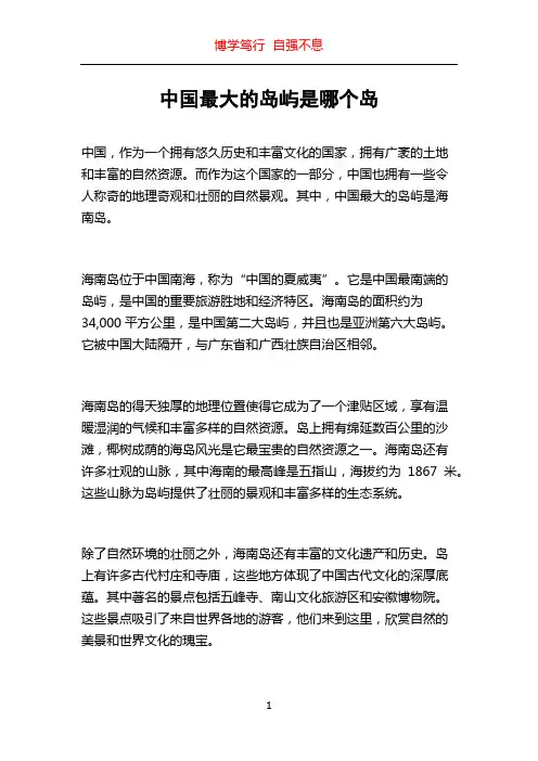 中国最大的岛屿是哪个岛