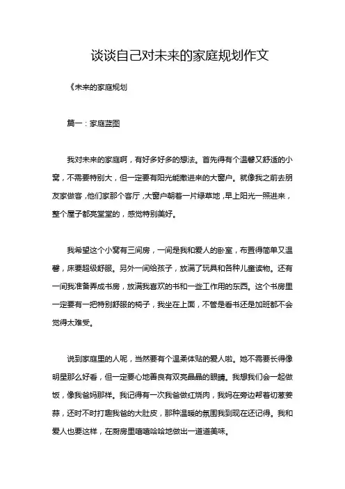 谈谈自己对未来的家庭规划作文