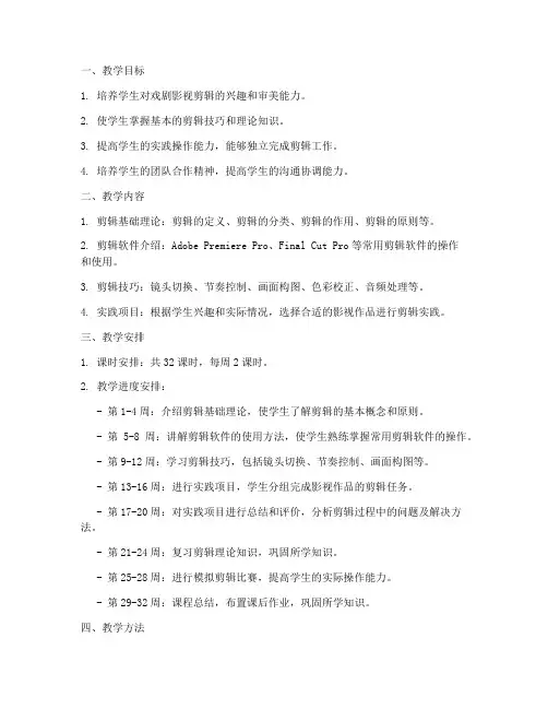 戏剧影视剪辑教学工作计划
