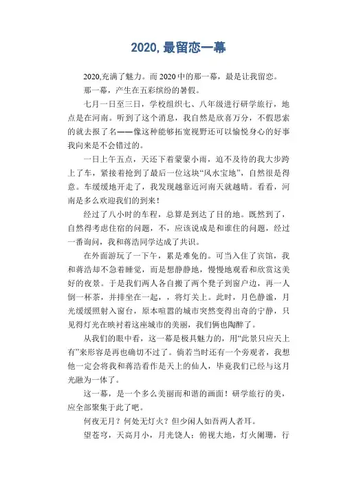 中学生满分作文精选：2020,最留恋一幕