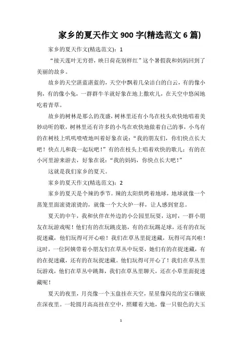 家乡的夏天作文900字(精选范文6篇)