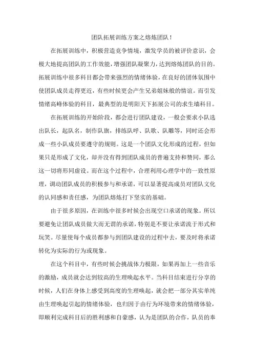 团队拓展训练方案之熔炼团队!