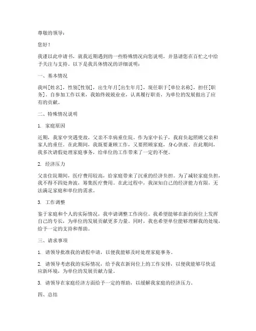 情况说明申请书