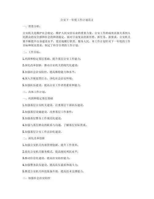 公安下一年度工作计划范文