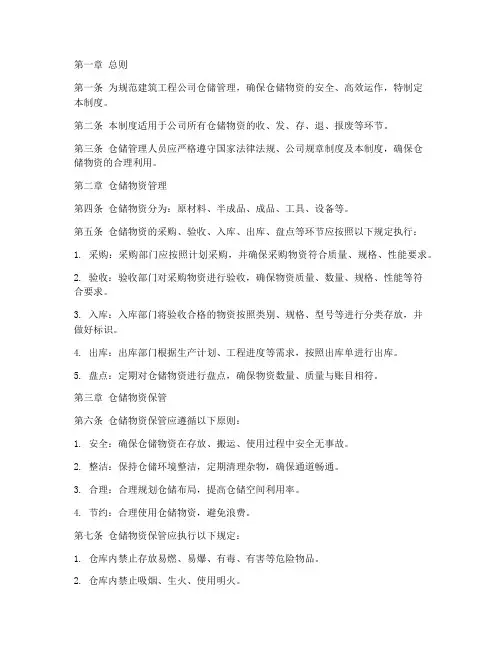 建筑工程公司仓储管理制度
