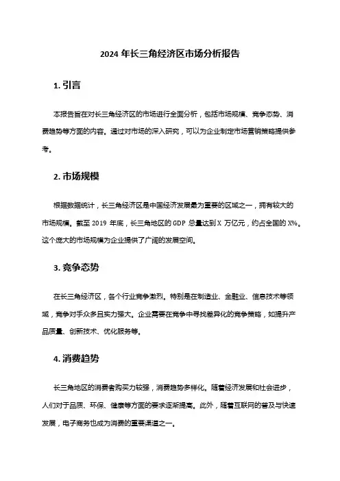 2024年长三角经济区市场分析报告