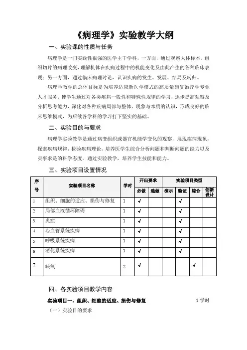 《病理学》实验教学大纲
