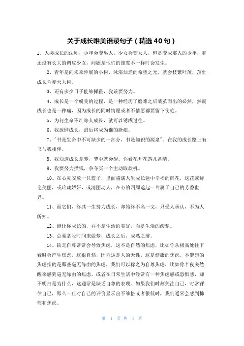 关于成长唯美语录句子(精选40句)