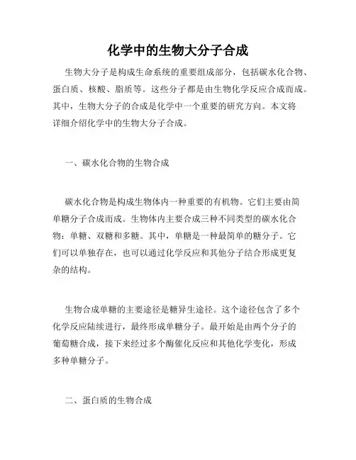 化学中的生物大分子合成