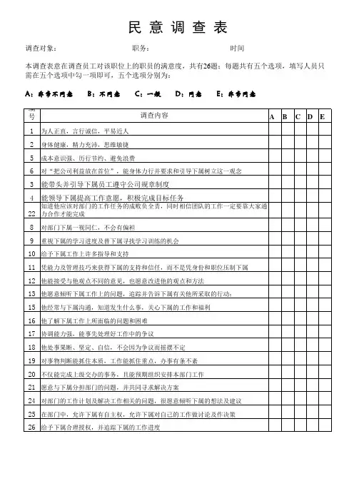 民意调查表
