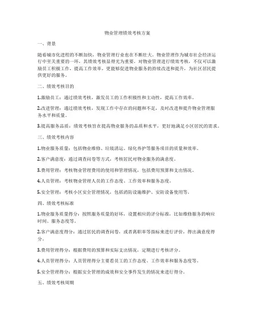 物业管理绩效考核方案