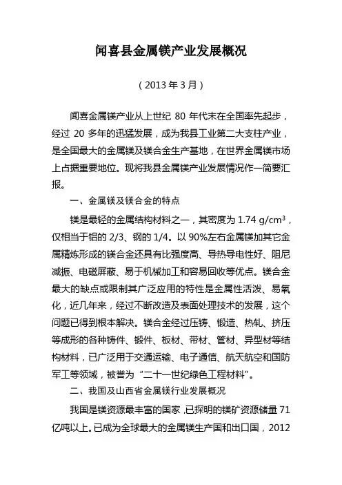 闻喜金属镁产业概况