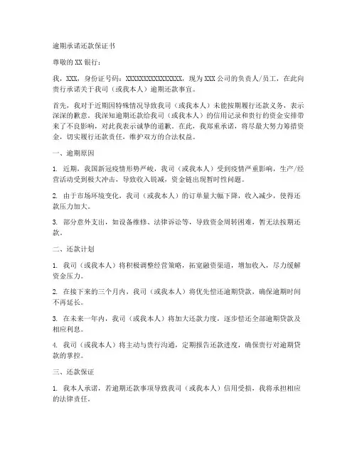 逾期承诺还款保证书