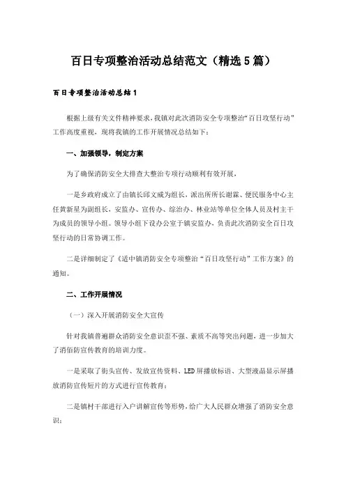 百日专项整治活动总结范文(精选5篇)
