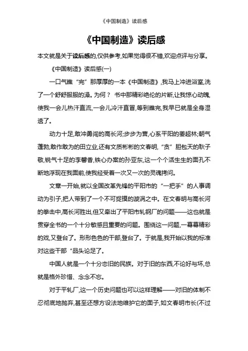 《中国制造》读后感