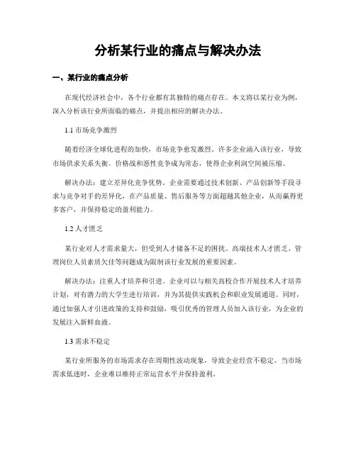 分析某行业的痛点与解决办法