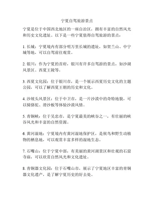 宁夏自驾旅游景点
