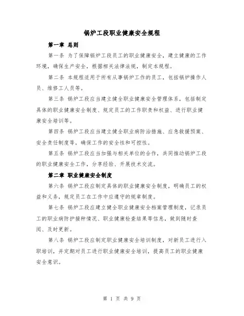 锅炉工段职业健康安全规程（三篇）