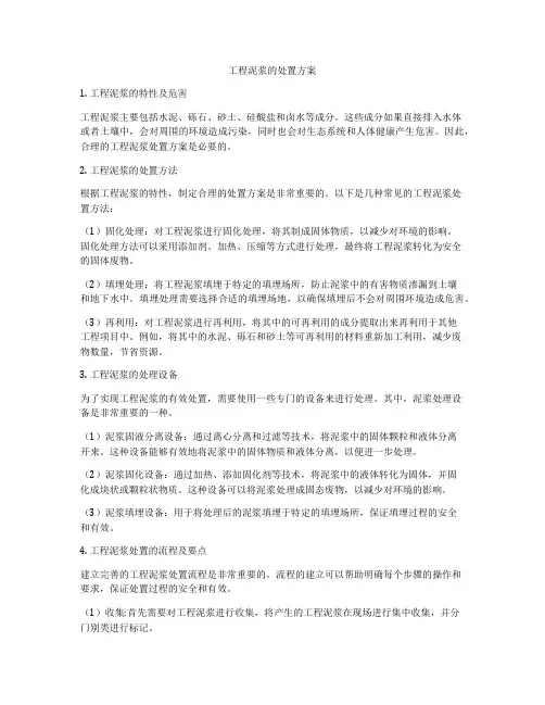 工程泥浆的处置方案