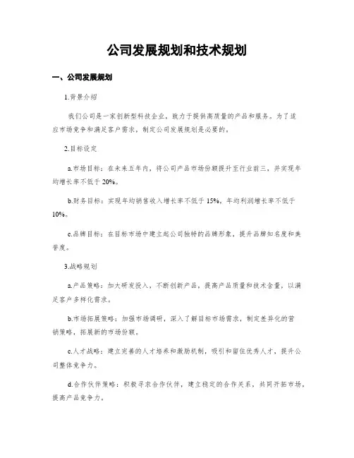 公司发展规划和技术规划