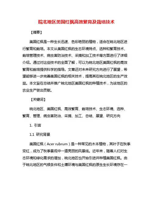 皖北地区美国红枫高效繁育及栽培技术