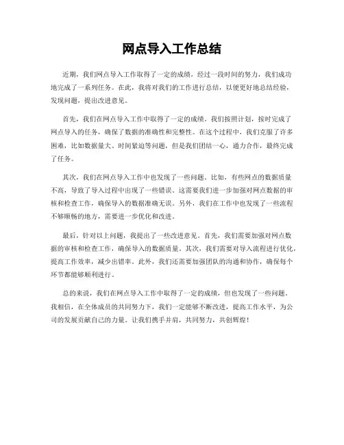 网点导入工作总结