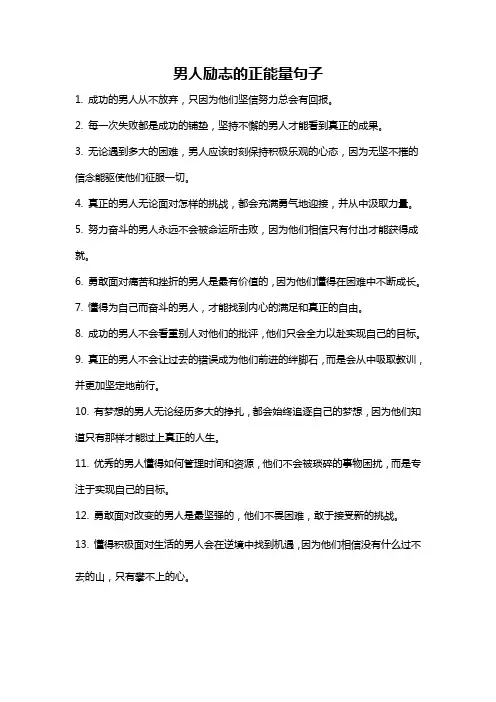 男人励志的正能量句子