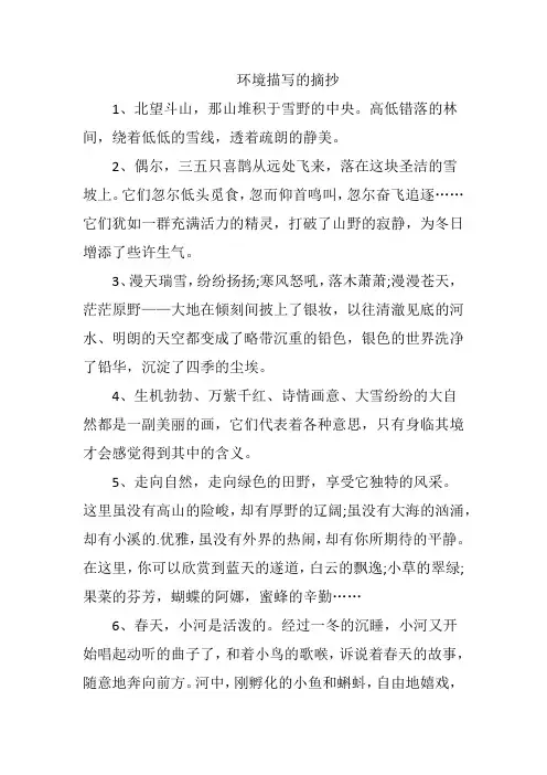 环境描写的摘抄以及解析