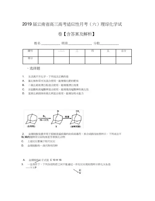 2019届云南省高三高考适应性月考(六)理综化学试卷【含答案及解析】