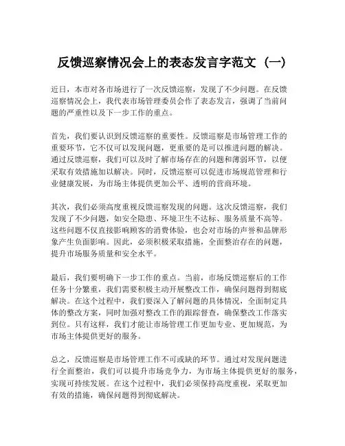 反馈巡察情况会上的表态发言字范文 (一)