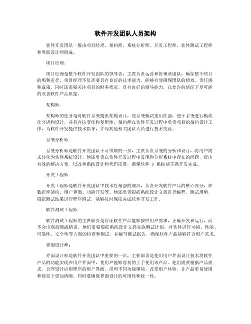 软件开发团队人员架构