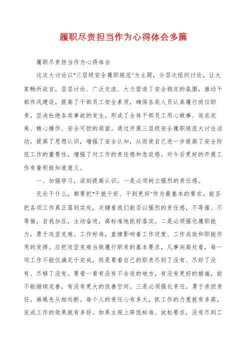 履职尽责担当作为心得体会多篇