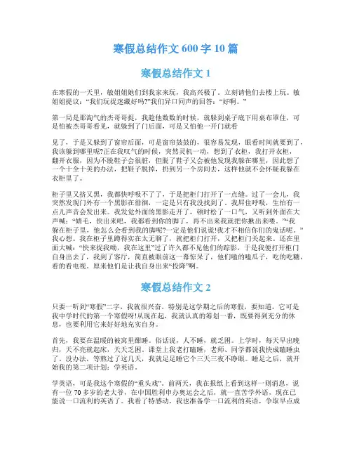 寒假总结作文600字10篇