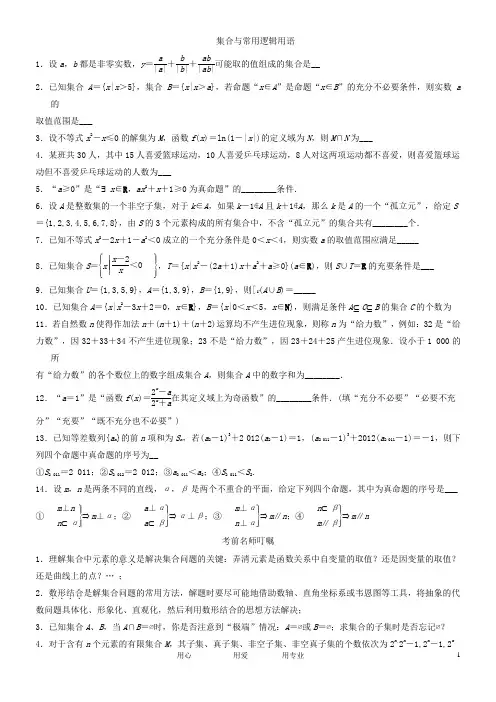 江苏省2013届高三数学回归课本 含详解答案