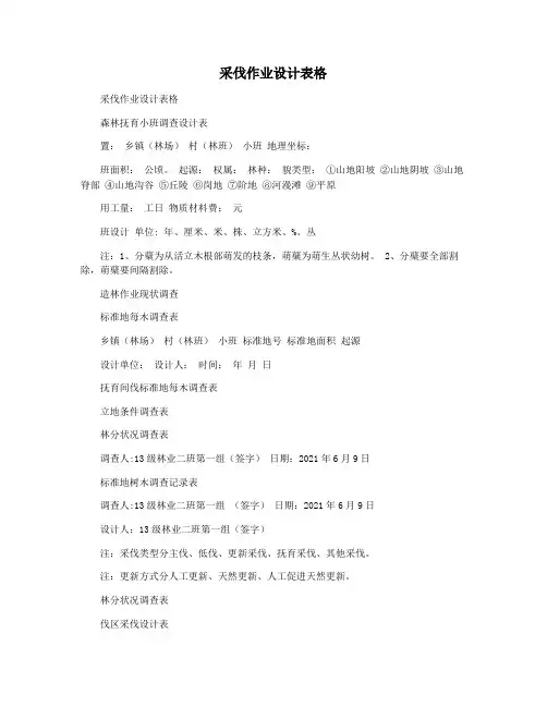 采伐作业设计表格