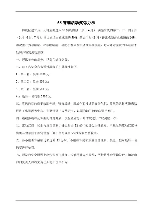 5S管理活动奖惩办法