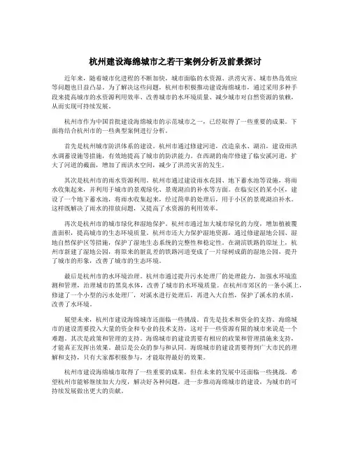 杭州建设海绵城市之若干案例分析及前景探讨