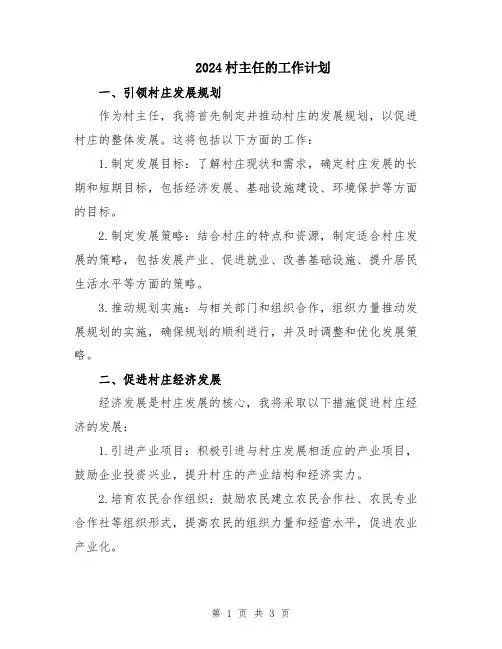2024村主任的工作计划