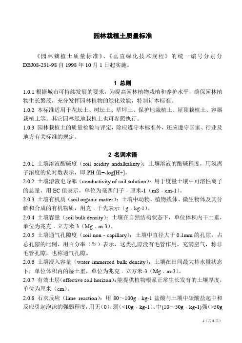 (完整版)园林栽植土质量标准