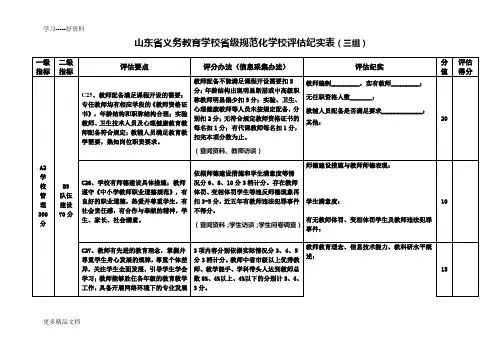 山东省义务教育学校省级规范化学校评估纪实表(三组)汇编