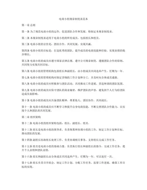电商小组规章制度表范本